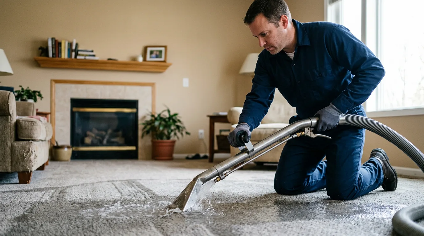 Water damage restoration technician working near Windsor Heights, WV